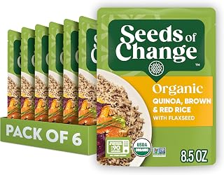 SEEDS OF CHANGE Organic Quinoa Brown & Red Rice with Flaxseed - Microwaveable Pouch, 8.5oz Pack of 6
