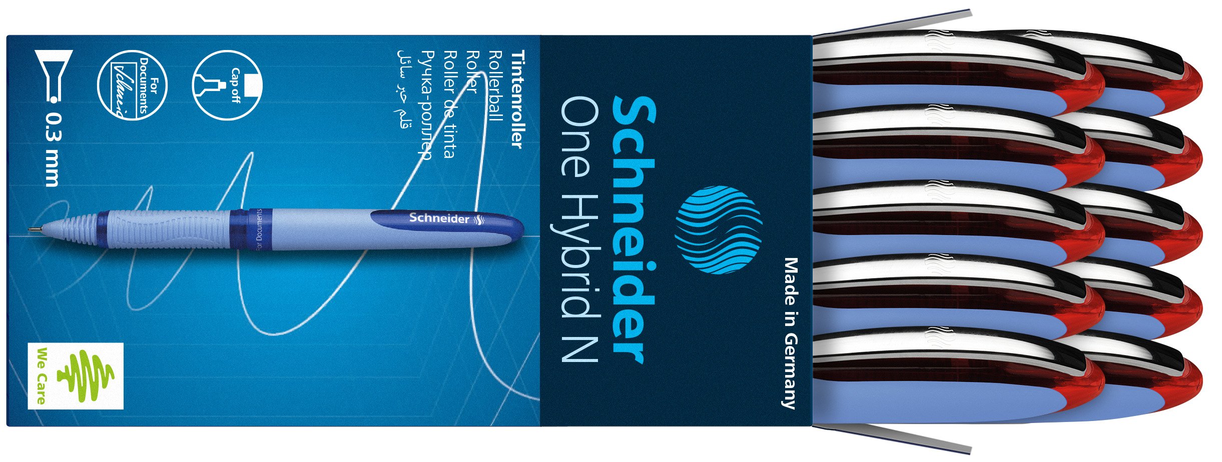 Stylo Roller Schneider One Hybrid N 03 - Pointe 0,3mm Rouge | Encre à Base D'Eau | écriture Douce