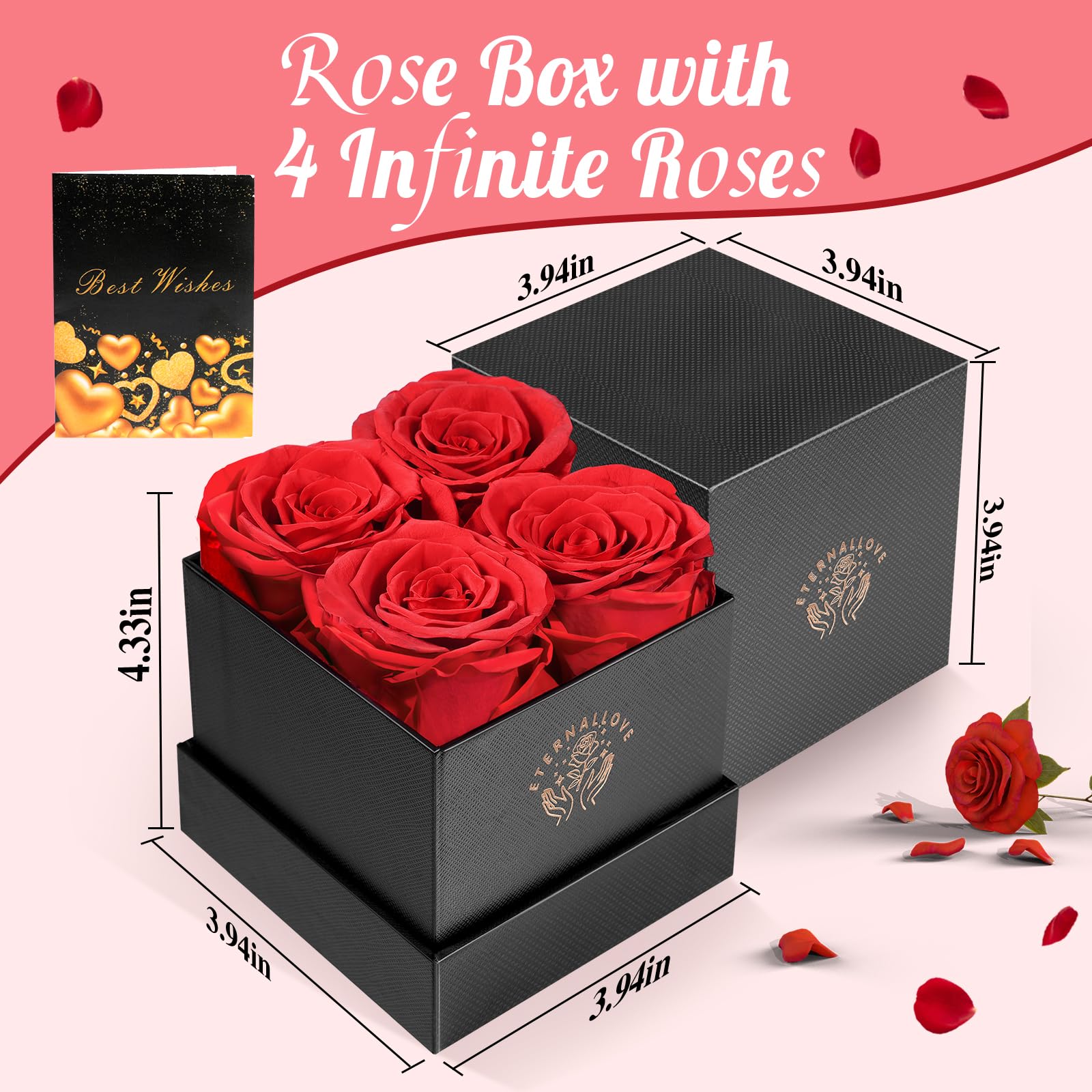 Elthmpr Rose éternelle - Rose Infini Dans Une Boîte Cadeau