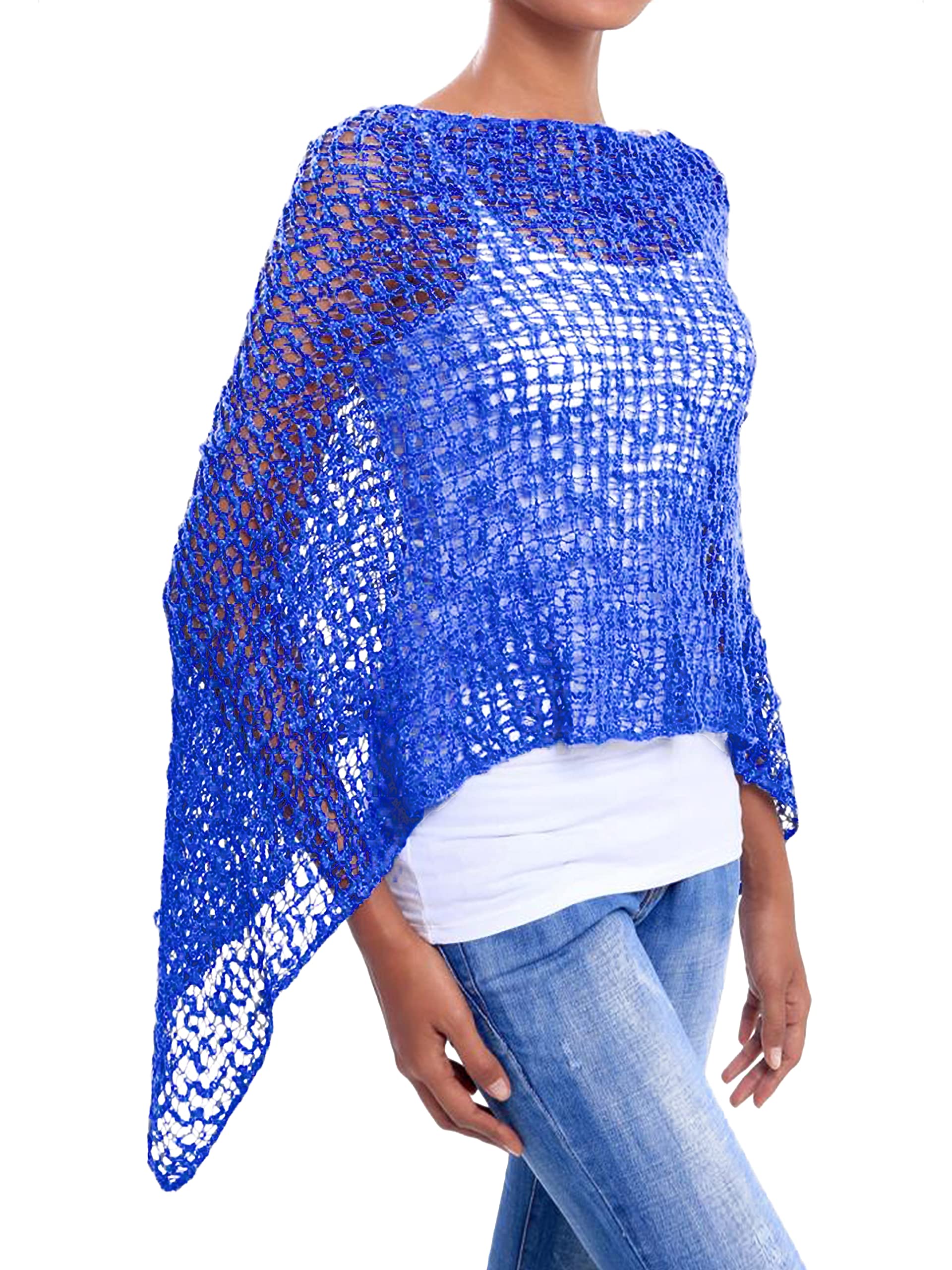 JOPHY & CO. Poncho de mujer de red efecto de punto, abrigo de ganchillo de verano y primavera, ligero y suave (cód. 1511)