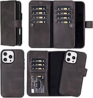 Vista 53 de HARDISTON Funda de piel auténtica de alta calidad hecha a mano para iPhone XR, tarjetero doble, funda magnética desmontable, función atril Marrón