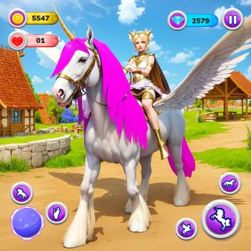 Flying Unicorn Horse Stable Care Game