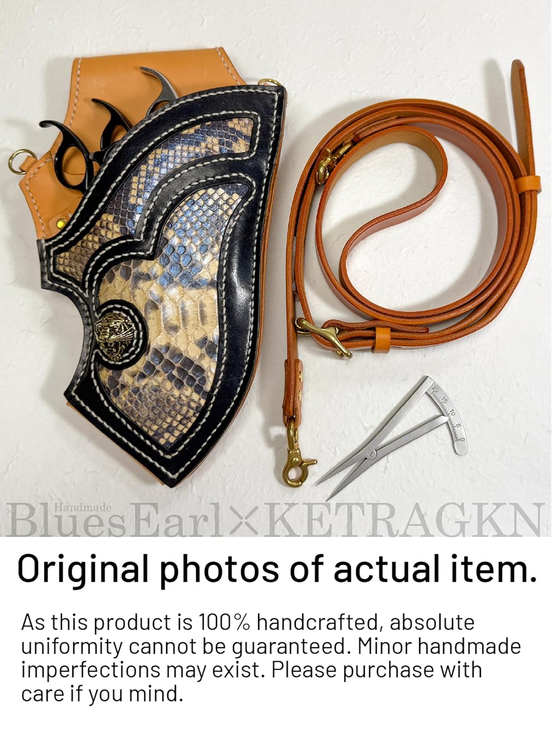 Handmade Hair Stylist Scissor Bag | Full Grain Vegetable Tanned Leather | Artisan Crafted Barber Shear Holster with Solid Brass Hardware (AA-03)