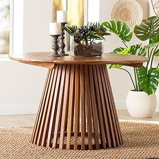bali & pari Caribic Slatted Acacia Wood Dining Table, Natural Brown