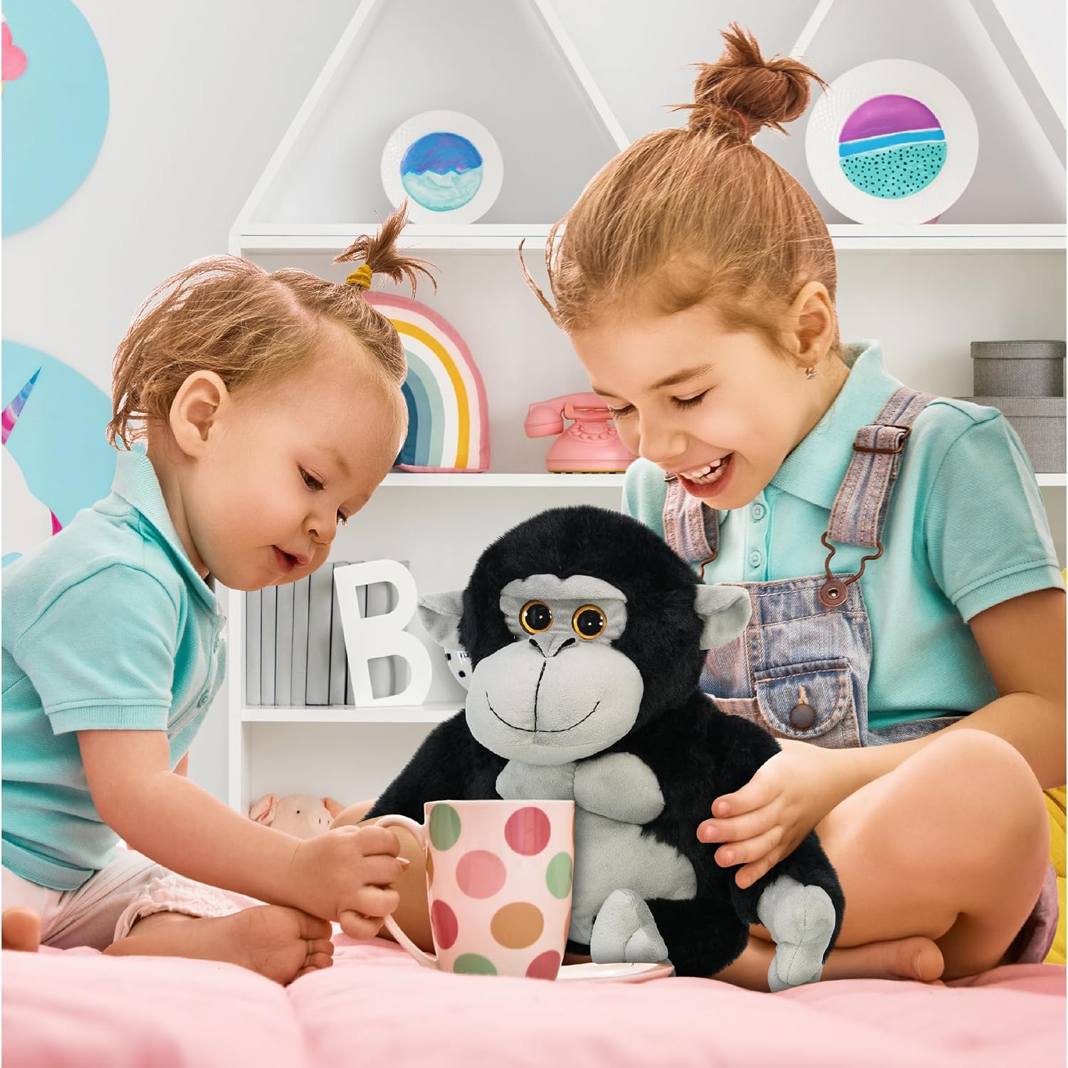 DolliBu Extra Large Gorilla Stuffed Animal - Soft, Huggable Playtime Gorilla Plush Toy, Cute Wildlife Animal Cuddle Gifts, Super Soft Plush Doll Toy for Kids and Adults - 16 Inches