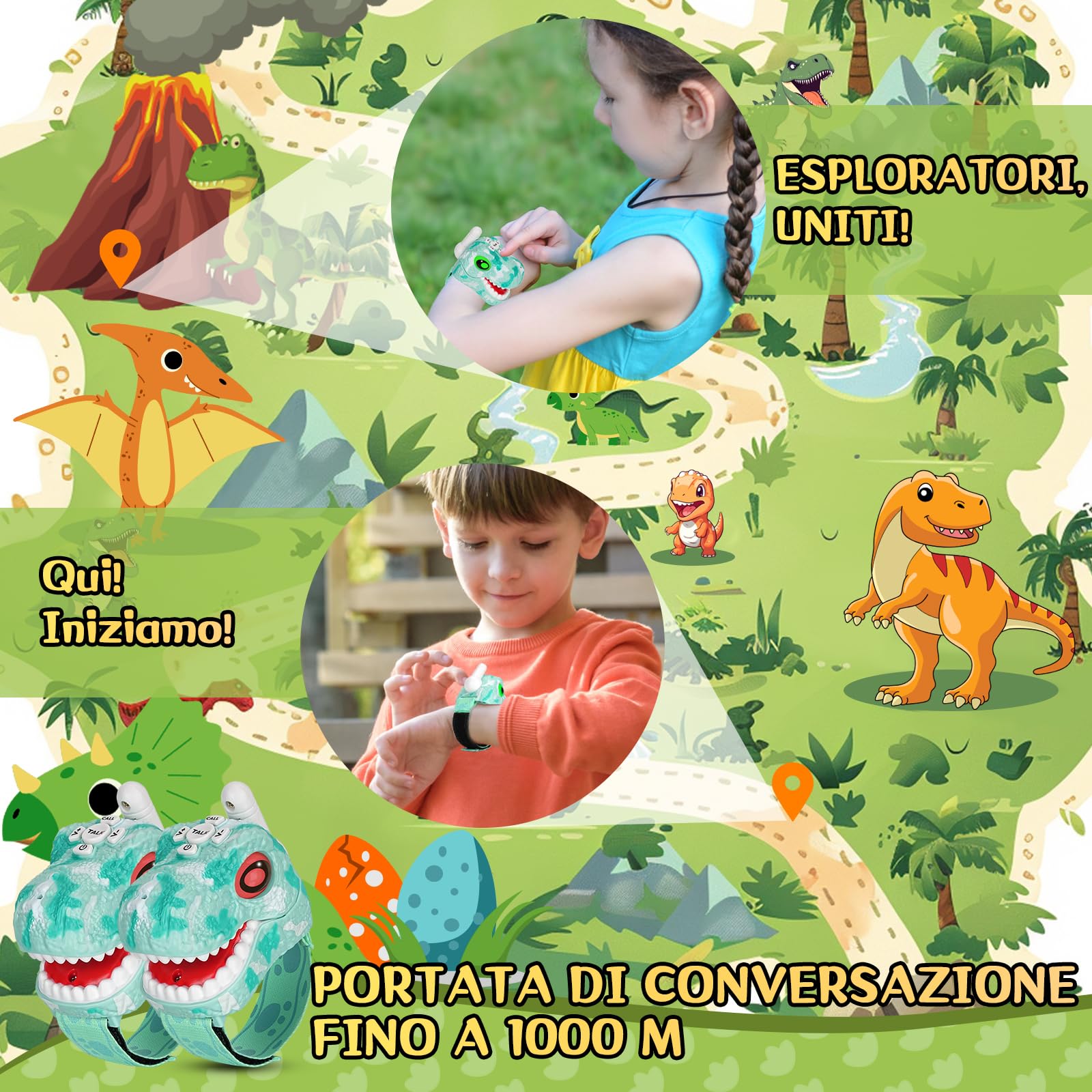 Fygurso Walkie Talkie per Bambini, Giocattoli per Bambini Ragazzi e Ragazze di età Compresa tra 3 e 8 Anni per Avventure all'aperto, Campeggio, Halloween, Natale, Regali di Compleanno (2 Pacchetti)