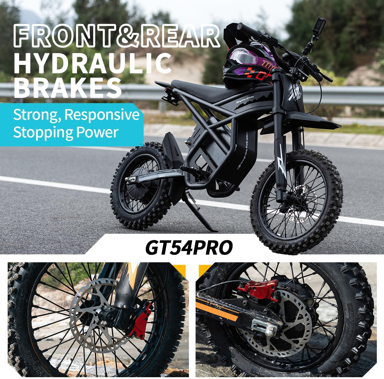 Bootime 3000W GT54 PRO/ GT54 Electric Dirt Bike for Adults Teens - 50/37 MPH High-Speed, 14" Fat Tires & Dual Removable Battery(60V/48V) | All-Terrain Off-Road eBike for Snow, Sand