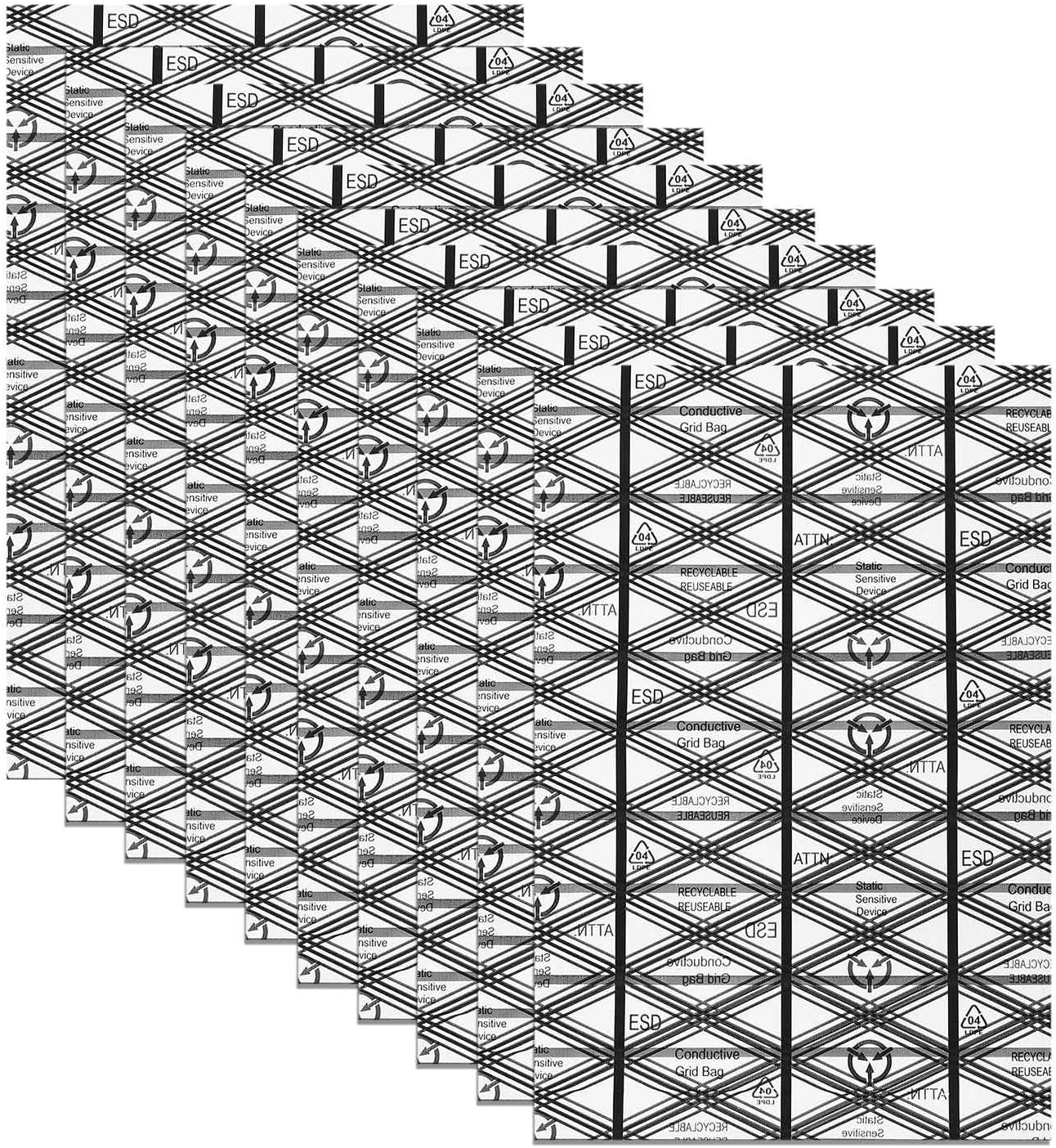 40pcs Anti Static Bags (14" x 18") - PE Open Top ESD Shielding Antistatic Bag, Fits Motherboard SSD HDD Hard Drive Video Card LCD Screen, Black