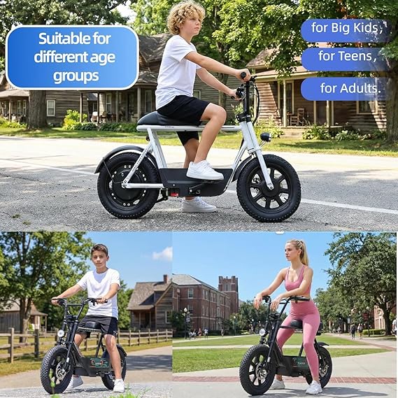 Caroma Peak 1200W Electric Scooter with Seat, 16 Fat Tire Electric Dirt Bike, Max 30Miles Ranges, Top Speed 20Mph, Electric Motorcycle Mini Bike with Basket for Pets & Cargo, UL 2272 Certified
