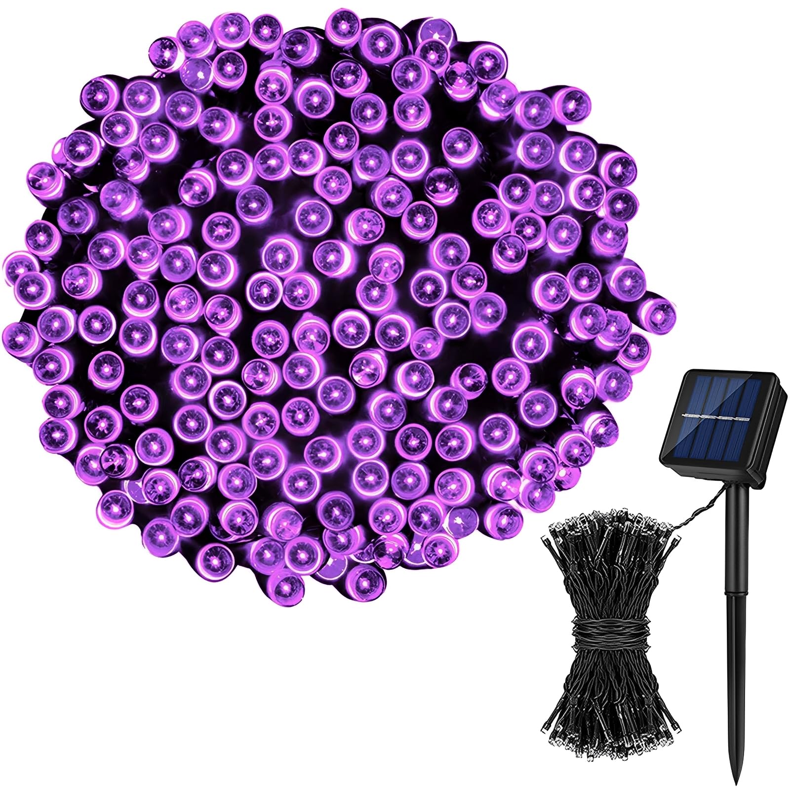 FANSU LED Garden Lights, Gypsophila 8 Modes Indoor/Outdoor Solar String Lights, Solar Lights Outdoor Garden, for Patio Yard Home Christmas Parties Wedding Decorations (Purple,9M/50LED)