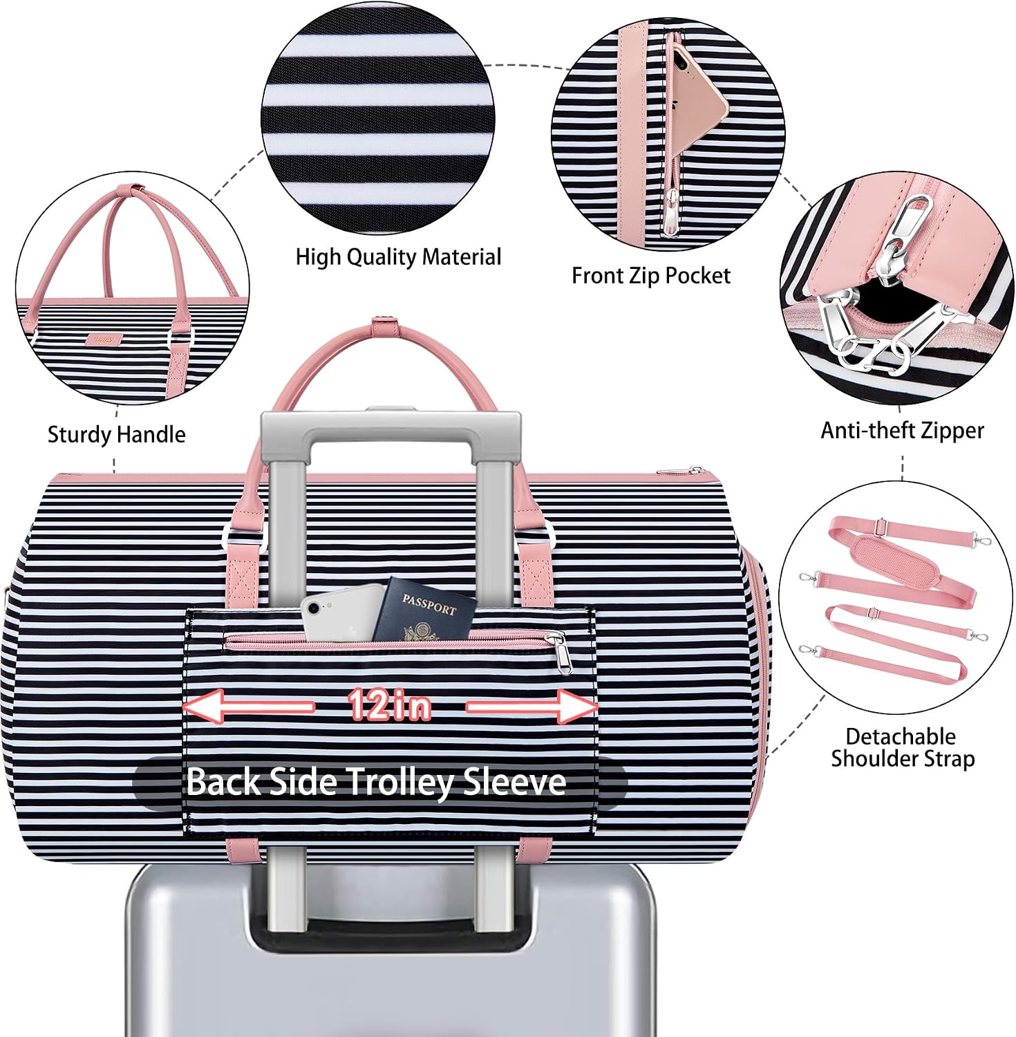 Convertible 2-in-1 Garment Bags for Travel with Waterproof Shoe Compartment image 4
