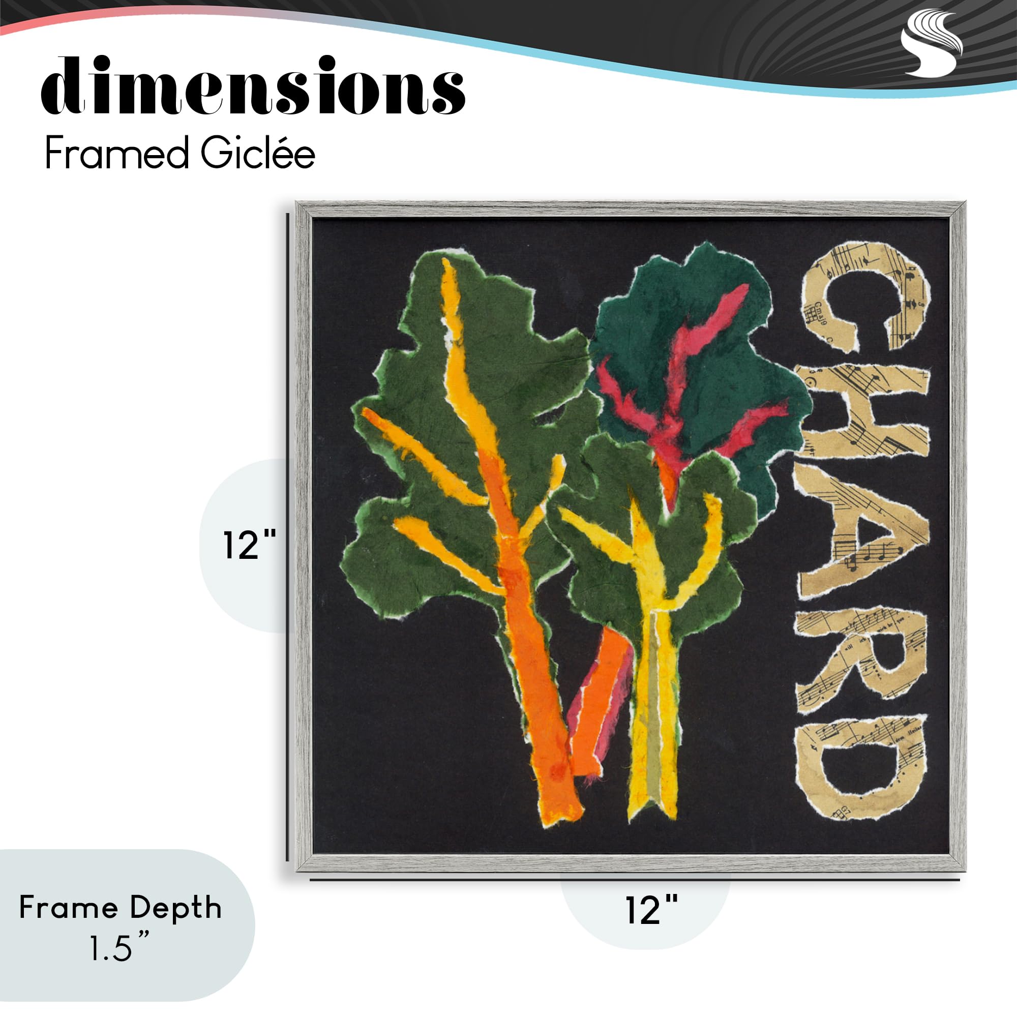 Stupell Industries Gerahmte Giclée-Kunst, Motiv: Mangold-Blattgemüse, grau, 30,5 x 30,5 cm, einfach aufzuhängen und stabil, hergestellt in den USA, von Nancy Overton