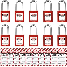 Lockout Tagout Locks Set, Keyed Different 2 Keys Per Lock, OSHA Compliant Safety Padlocks, Red, 10 Pcs Safety Padlocks with 10 Lock Out Tag Out Tags for Loto Kit Stations and Devices, G01Tags