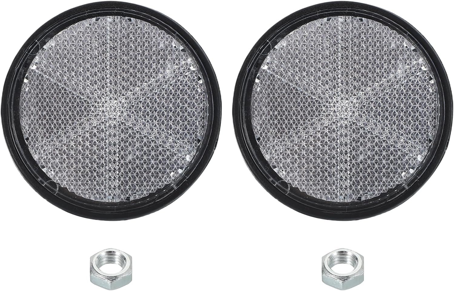 PATIKIL Round Rear Reflectors, 2 Pcs Safety Reflective Warning Reflector Plastic Universal Motorcycle Reflector with M6 Screw Mount for Car Motorcycle Trailer Bike Bicycles Dirt, White
