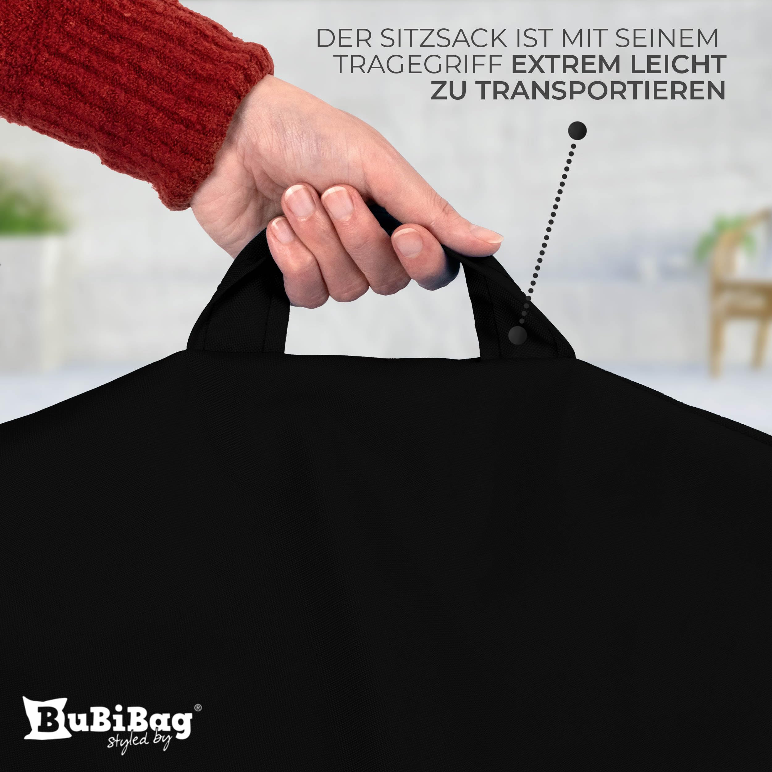 Droplet-Lounge Sitzsack Tropfenform XL 70cm | Sitzkissen Outdoor Indoor Kinder | Bean Bag Bodenkissen mit Füllung | Oxford 600D Oeko-TEX | wasserabweisend (Schwarz)