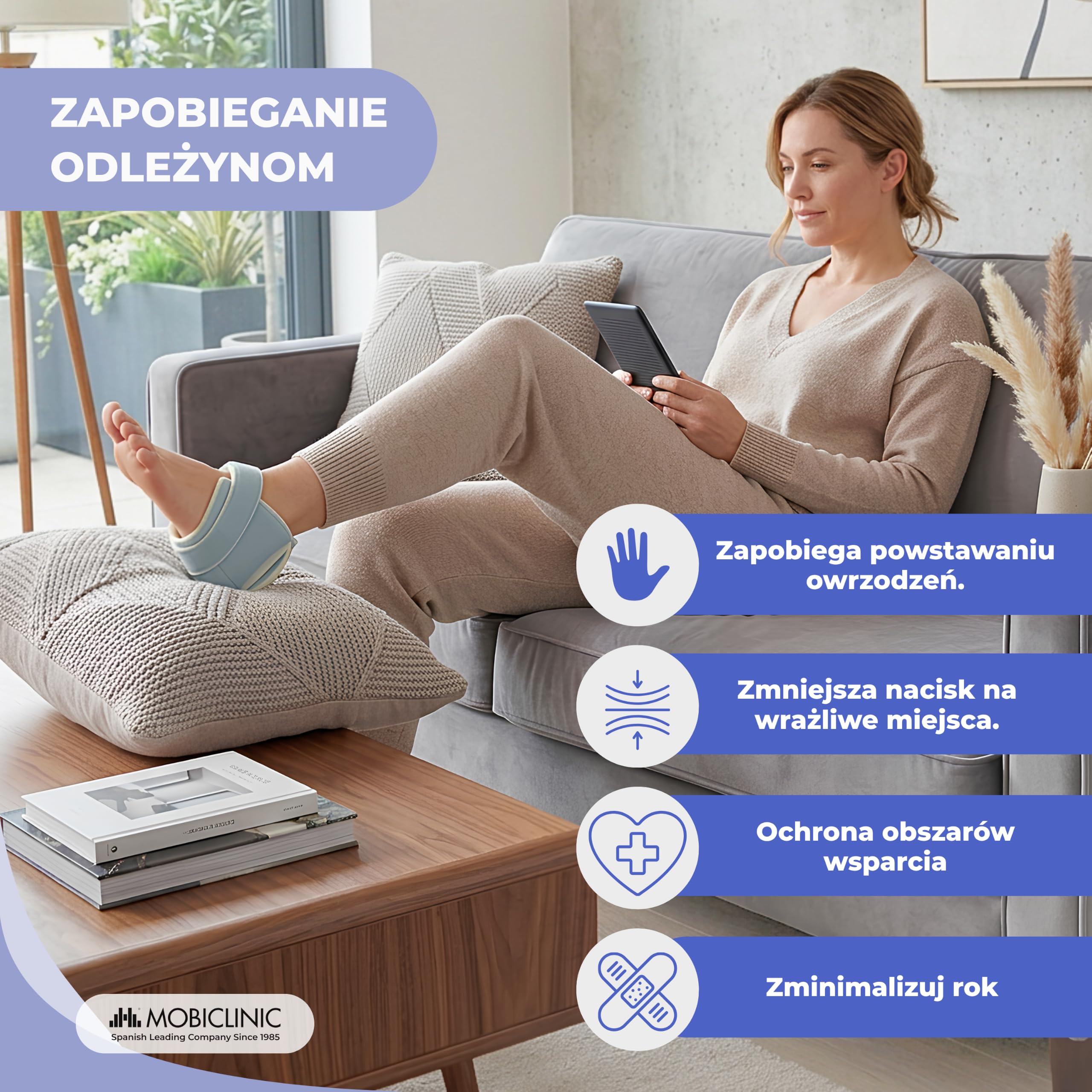 Mobiclinic, Podkładki pod łokieć i piętę, Lewy prawy pakiet, Łokieć, Pięta, Marka europejska, Zapobieganie odleżynom, Bawełna, Jeden rozmiar, Regulacja, Można prać, Niebieski
