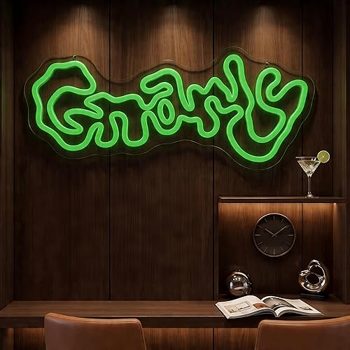 Gnarly Neon Sign, Green LED Wall Art, 16.5x7 Inch, USB