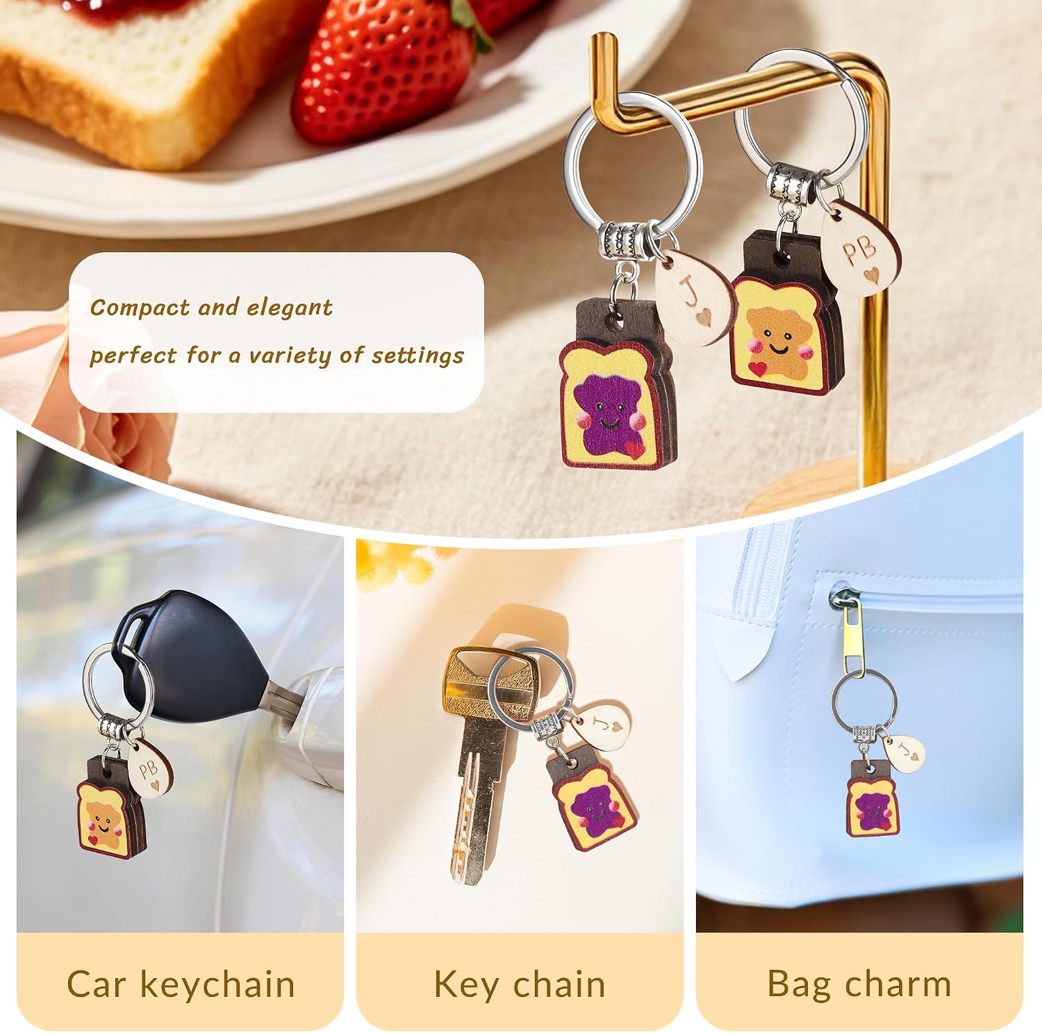 Couples Matching Stuff Gifts-2pce Cute Toast Keychain,You're the Peanut Butter To My Jelly“ keychains for Best Friend Women Him Her,Boyfriend Girlfriend Valentine's Day Christmas Funny Gift