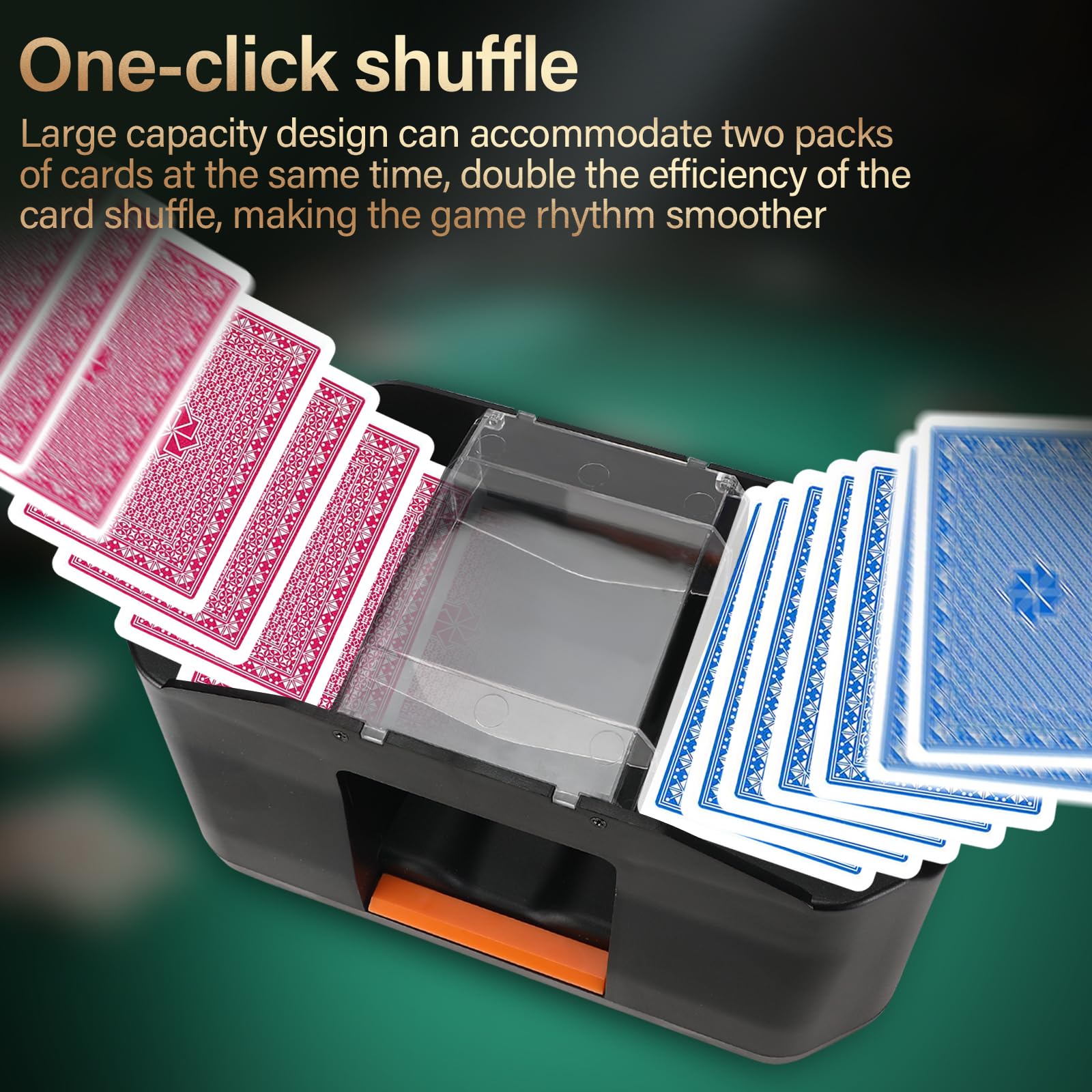 Kasanni Mischia Carte Automatico, Mescolatore Carte da Gioco per 1-2 Mazzi, Miscelatore per Carte Ricaricabile, Distributore Carte da Gioco, Miscelatore a Basso Rumore per Poker, Uno, Skip Bo