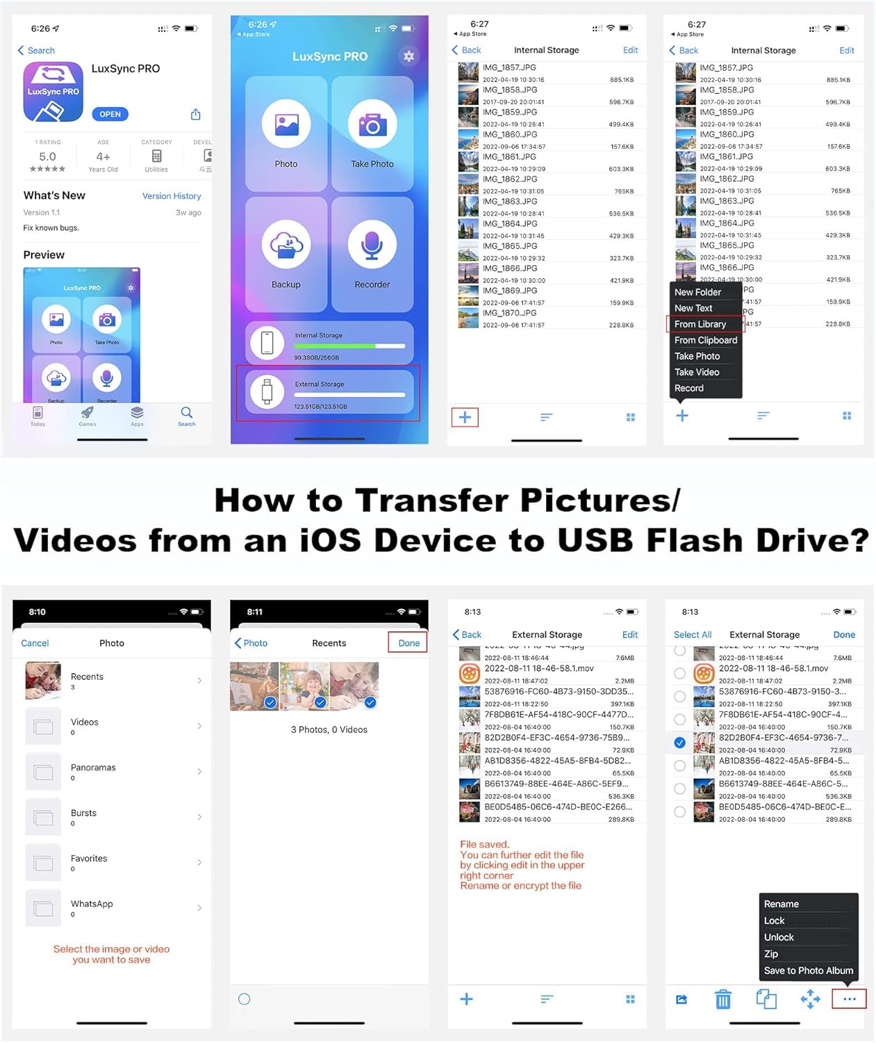 MFi Certified 256GB Flash Drive for iPhone Photo Stick, USB Memory Stick High Speed iPhone Flash Drive, External Memory Storage USB Stick Thumb Drive for iPhone/iPad/Android/PC (Metallic Silver) - Image 8
