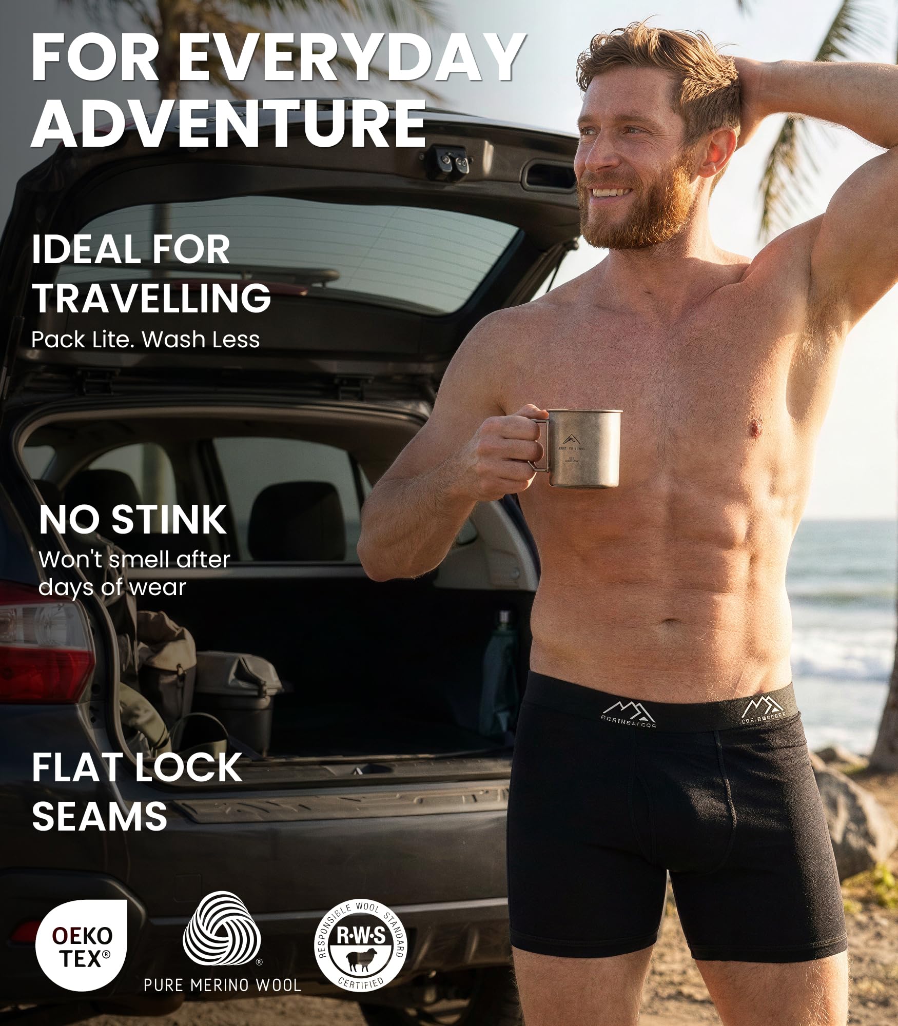 Merino.tech Boxer Uomo Lana Merinos Mutande Intimo Termico Mutande | Intimo Anti-Odore e Traspirante, Elastico in Vita, Anti-Sfregamento, Comfort Tutto Il Giorno, Lavabile in Lavatrice