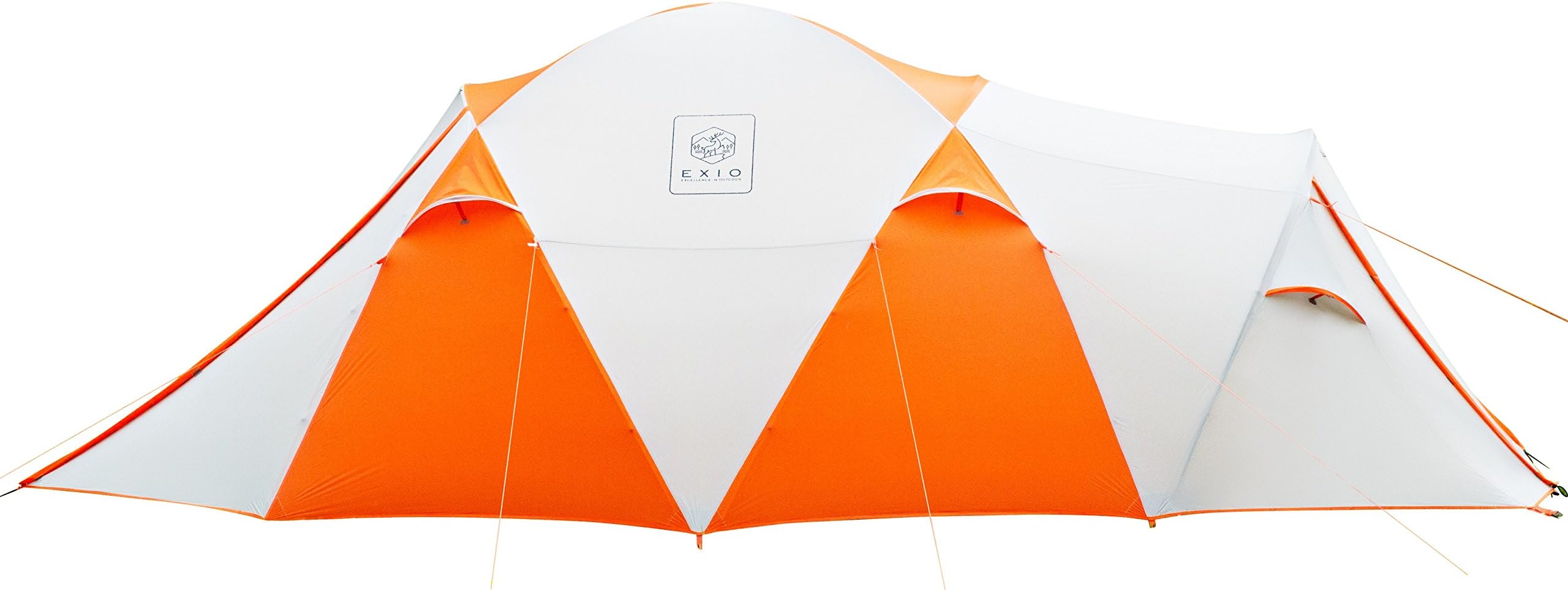 EXIO 8 Person Family Tent: Compact for Backcountry, 20D Breathable Ripstop Nylon Tent and Rainfly with PU2000 Silicone Coating, and Aluminum Poles