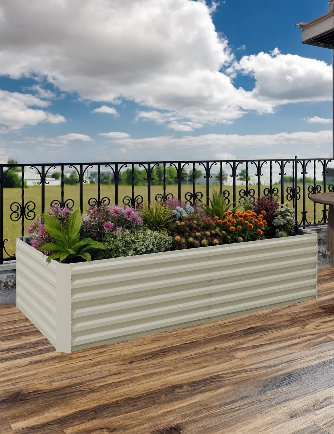 8x4x2ft Galvanized Raised Garden Bed,Deep Root Planter Box for Vegetables,Flowers,Herbs-Large Metal Raised Garden Bed Kit Outdoor,Beige