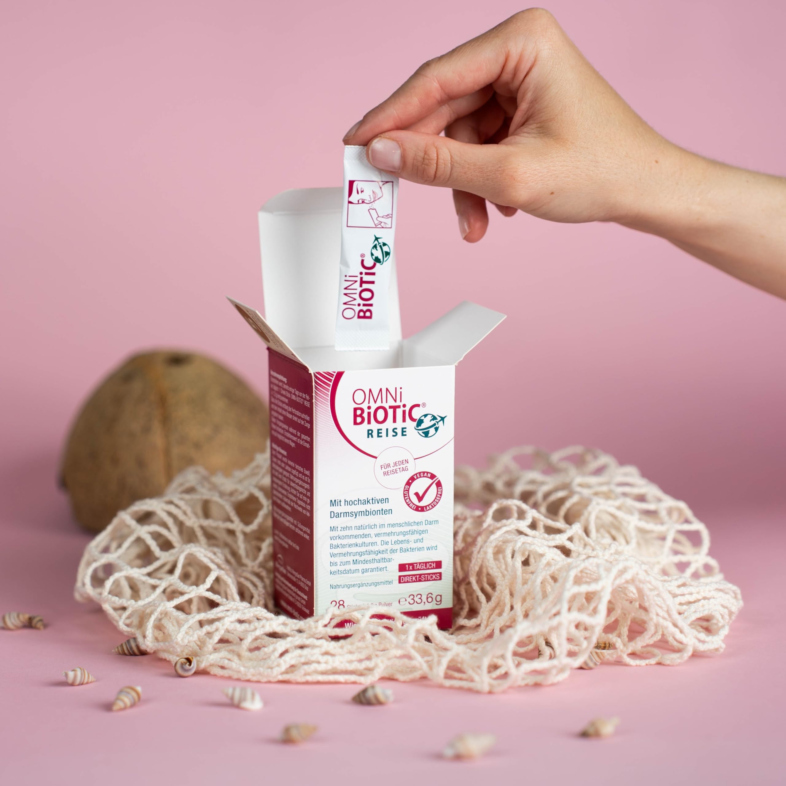 OMNi BiOTiC REISE Direkt-Sticks | Reiselust statt Urlaubsfrust | Praktischer Stick, der direkt auf der Zunge zergeht | 28 Portionen | 10 Bakterienstämme | Vegan | Glutenfrei | Zur täglichen Anwendung