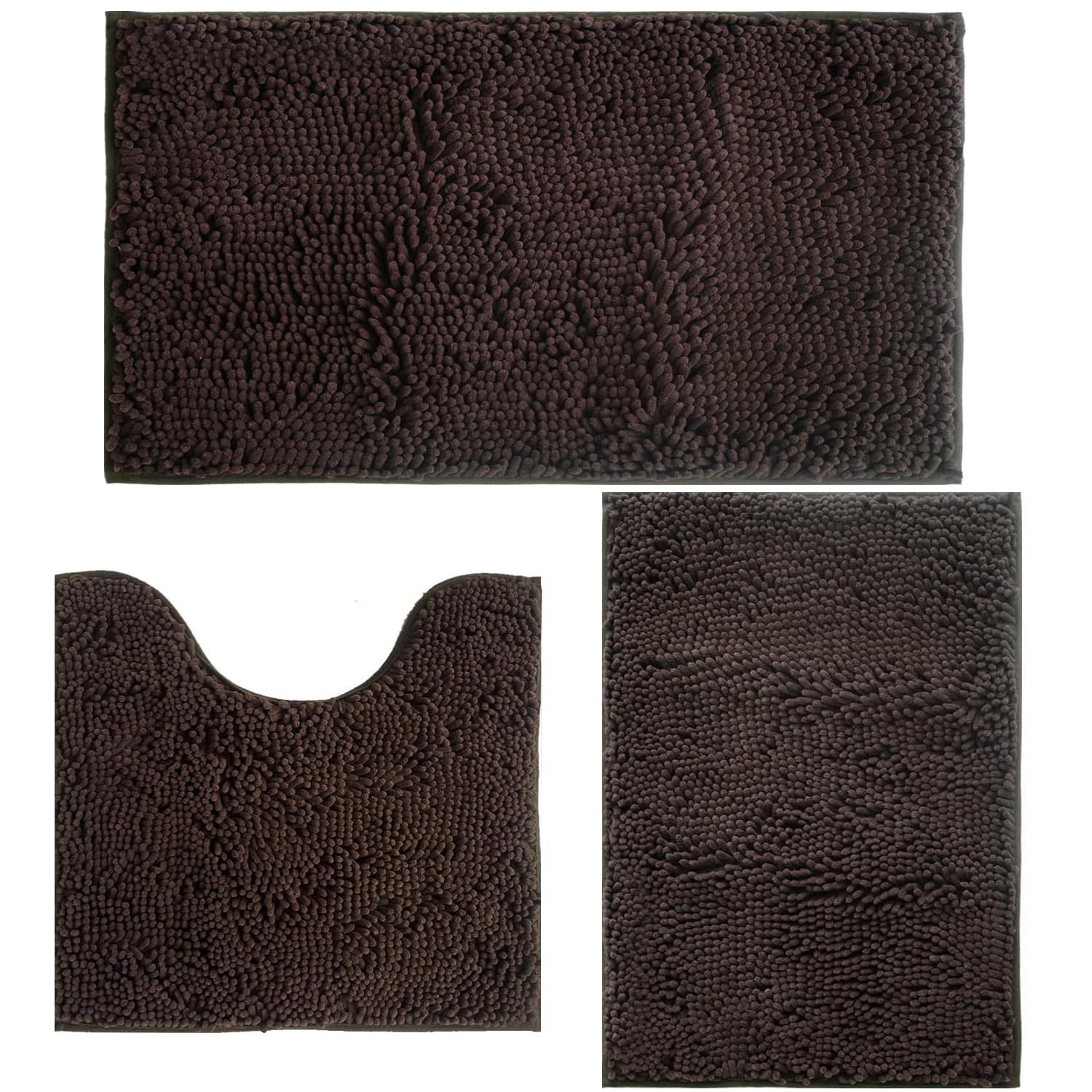 Bathroom Rugs Sets 3 Piece Non Slip,Bath Rugs with PVC Backing Bath Carpet,Bathroom Rug Washable,Absorbent,Plush Carpet Mats,Bath Mats for Bedroom,