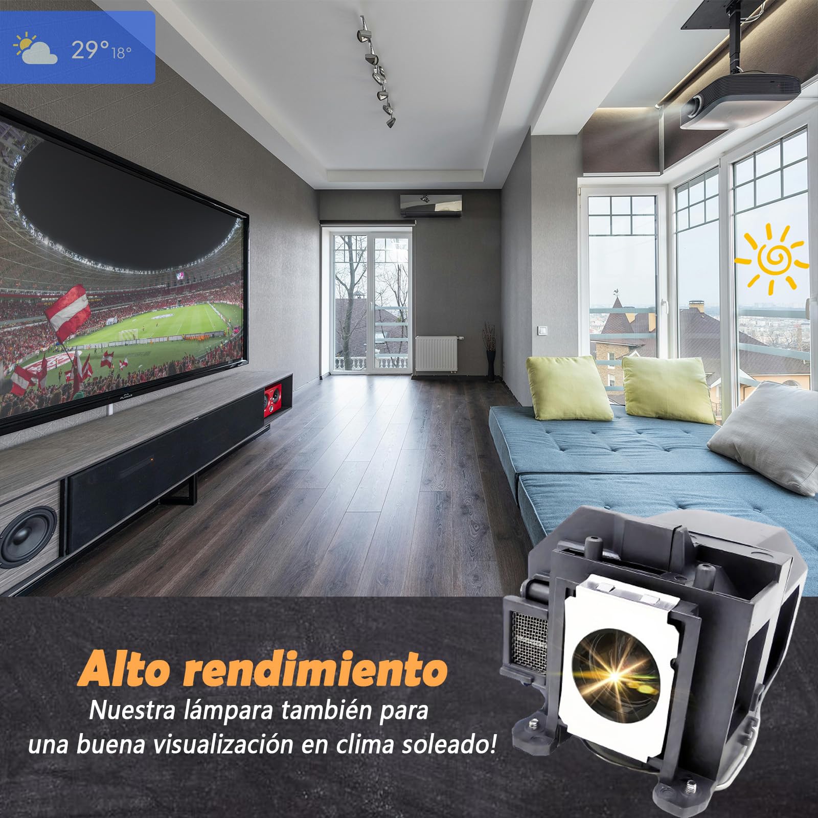 A+ Calidad para Lampara EPSON ELPLP57 V13H010L57 EB-440W EB-450W EB-450Wi EB-455Wi EB-460 EB-460i EB-465i EB-450We EB-460e H318A H318B H318C H343A H343B H343C H440A H440B H440C Bombilla
