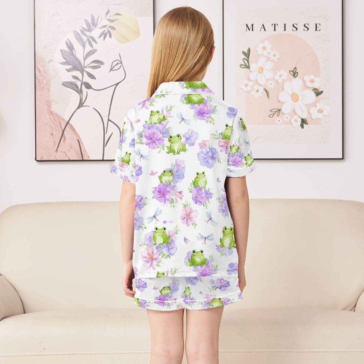 Silk Pajama Sets Short Sleeve Pajamas Soft Sleepwear 2 Piece Pjs Set