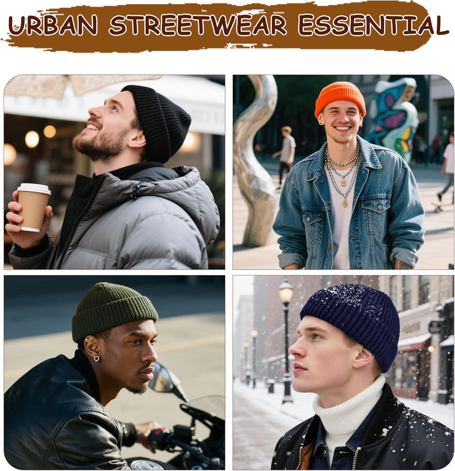 Wool Fisherman Beanies for Men Women, Short Knit Fall Winter Warm Beanie, Watch Cap, Cuffed Trawler Hats, Skull Caps - Image 5