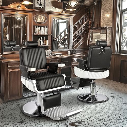 Miniatura 26 de Silla de peluquería vintage, silla de peluquería reclinable con reposacabezas extraíble, champú giratorio 360 grados para salón de belleza, spa
