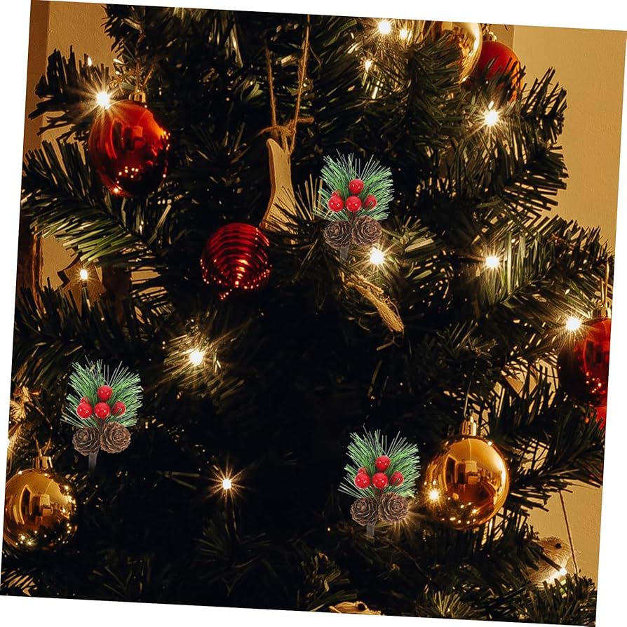 クリスマス ミニ人工松ぼっくり レッドベリー 人工松ピック 飾り 造花 Amazon｜EchoDone 10個入り 小さな人工松ピック 松ぼっくり