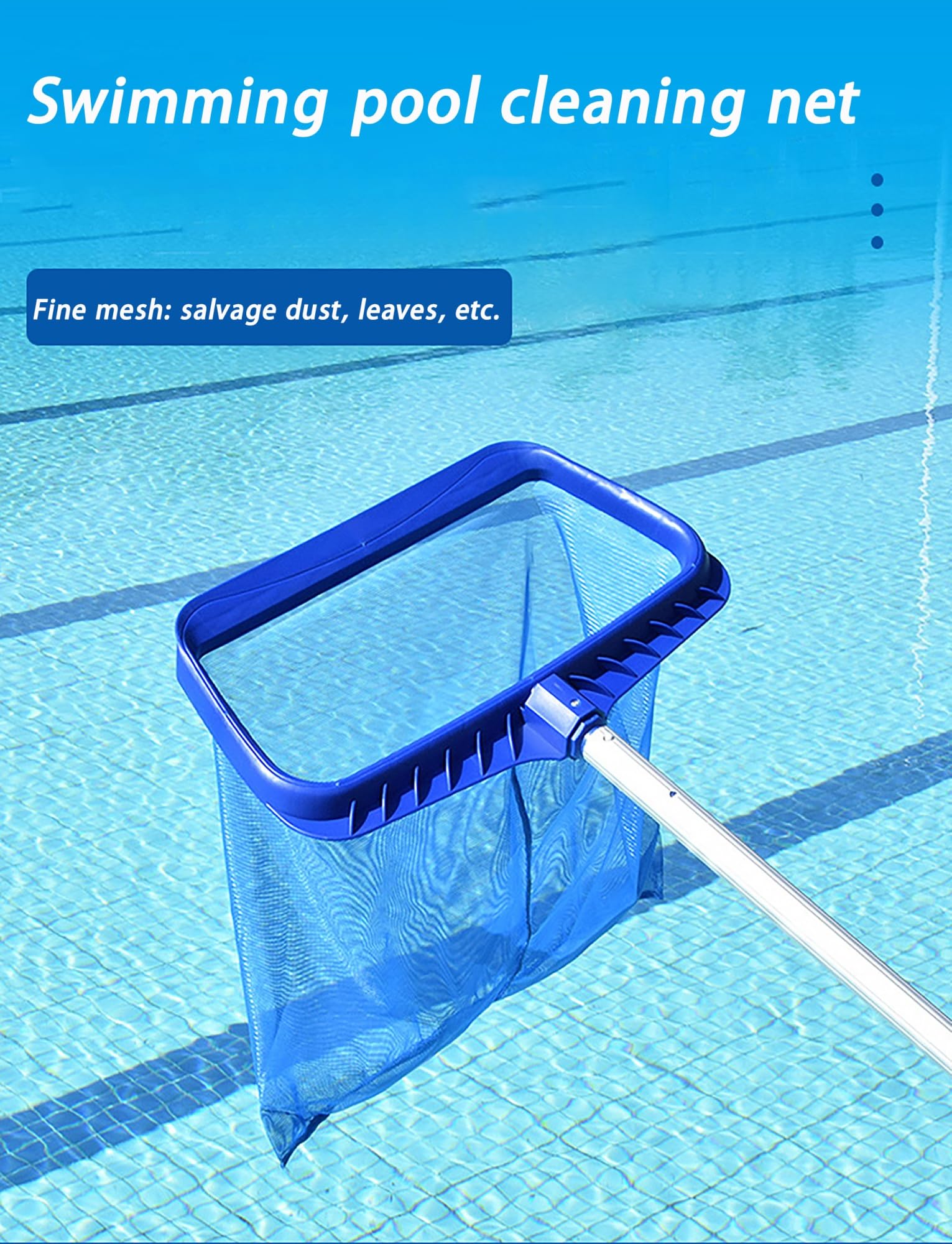 Esta Red recogehojas para Piscinas de Alta Resistencia con Mango Reforzado y Varilla telescópica para la Limpieza de Piscinas, spas y Fuentes (Estilo 2)
