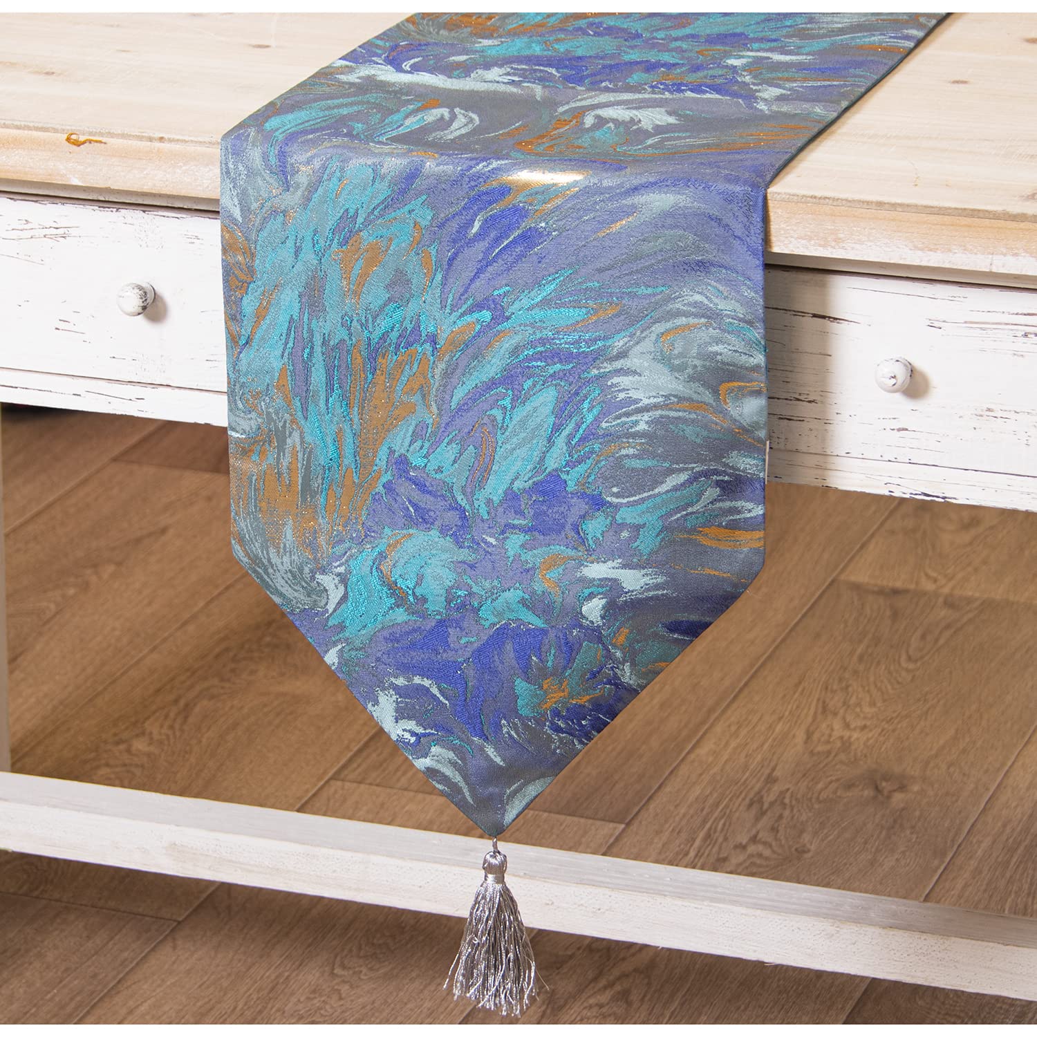 Chemin de table bleu rectangulaire 30x180cm nappe polyester décoration