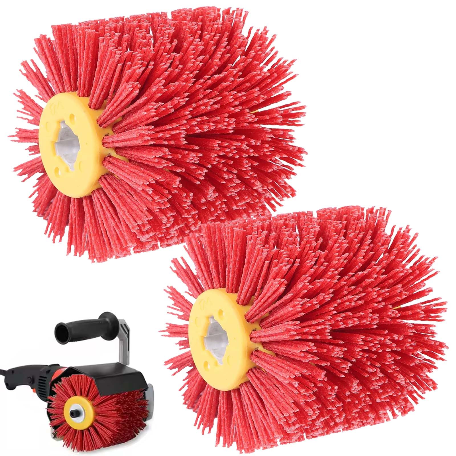 Lot de 2 brosses abrasives - Grain 80 - Largeur : 100 mm - Diamètre : 120 mm - Rouleau abrasif - Brosse en nylon pour machine à satiner - Brosse à poils - Brosse à poils - Brosse de polissage