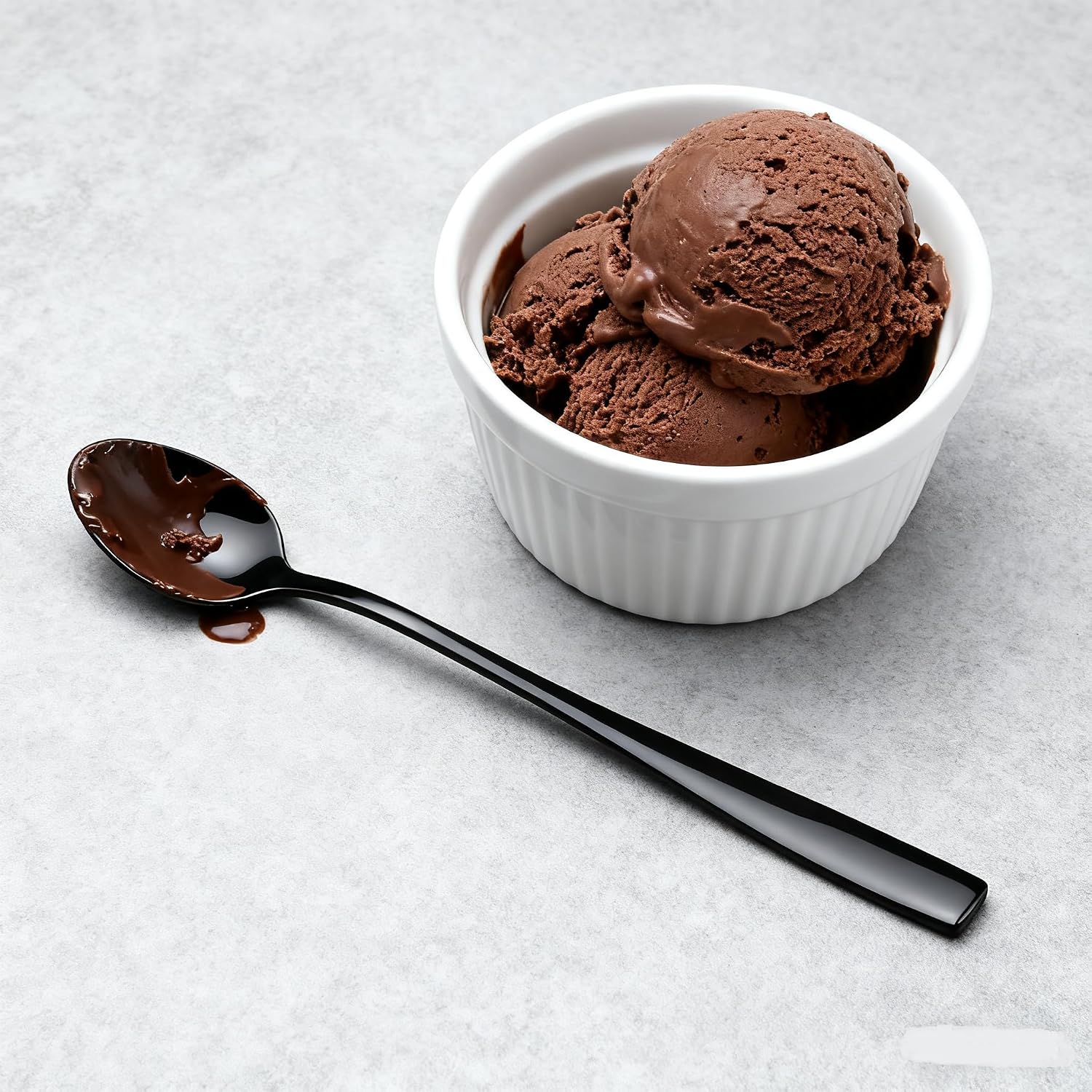 7.4-Inch Long Handle Iced Tea Spoon, Coffee Spoon, Ice Cream Spoons, Milkshake Dessert Spoons, Stainless Steel Cocktail Stirring Spoons for Bar, Black, Set of 12