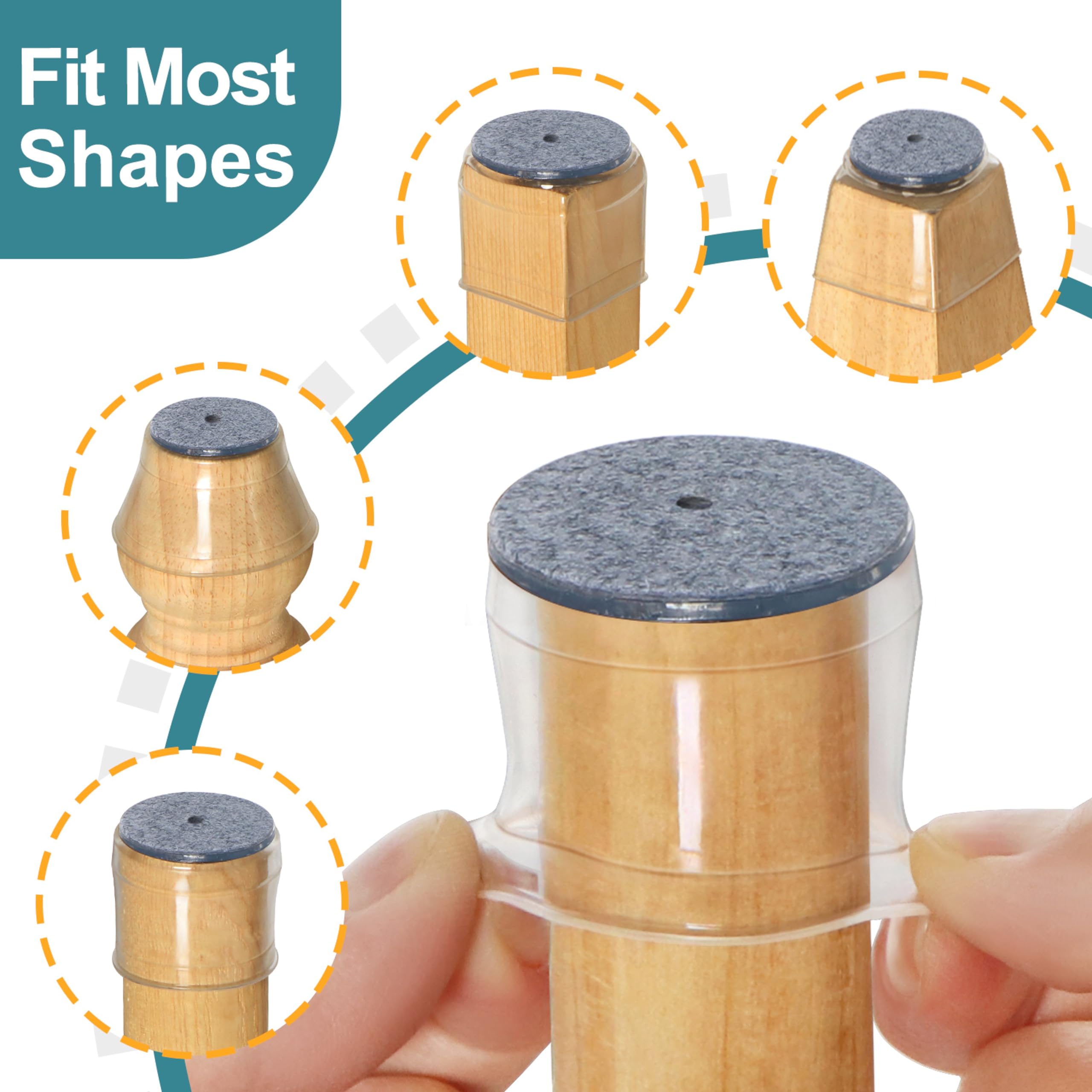 Chair Leg Floor Protectors Round, 24 Pcs Silicone Felt Furniture Leg Pads Caps Covers for Hardwood Floors (Fit:23-32.9mm) - Image 3