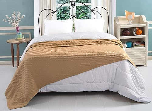 Miniatura 3 de Bed Bath & Home - Manta de 100% algodón, ligera y transpirable, buena para todas las estaciones, suave y acogedora.