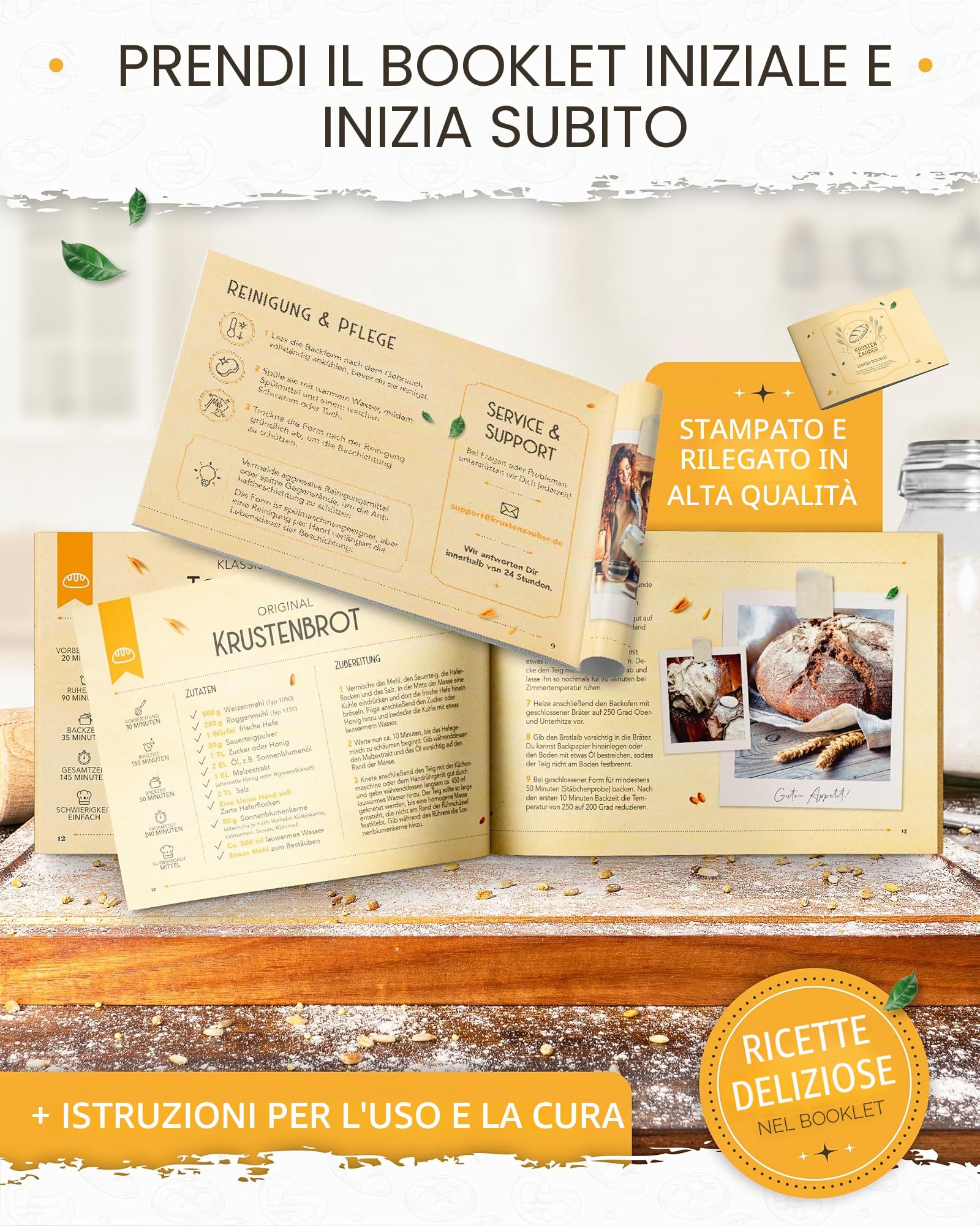 KRUSTENZAUBER Stampo per pane da 40 cm con coperchio in ghisa con cestello per lievitazione – Robusta pentola in ghisa – ideale per pane fatto in casa, pentola in ghisa, cast iron pot