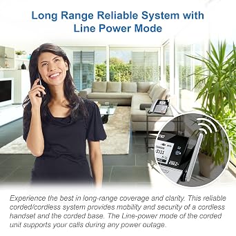 AT&T TL86103 2-Line Corded/Cordless Phone System for Small Business with Answering Machine, Connect-to-Cell Bluetooth, Caller ID, Intercom, Long Range & Expandable to 12 Handsets (Silver/Black)