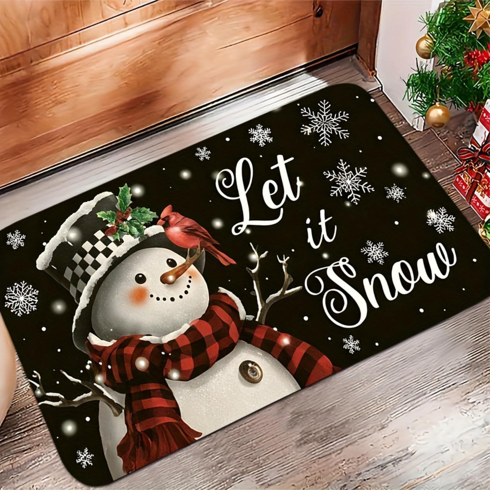 Zerbino Ingresso Esterno Cute Umano Di Neve Zerbino Ingresso Interno Rettangolare con Retro in Gomma Antiscivolo per Casa Camera da Letto Corridoio Cucina Ufficio 60x90 cm