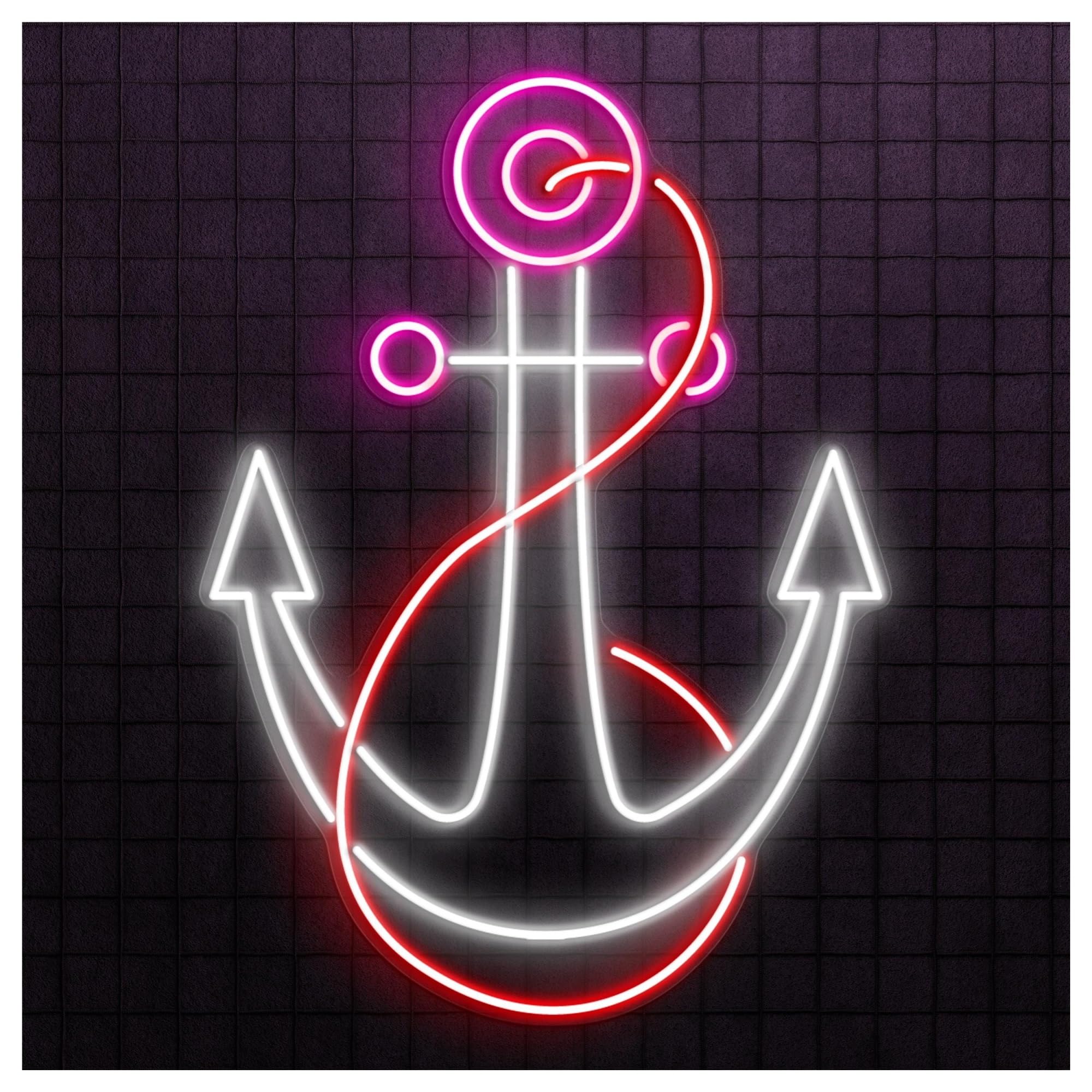 Hanging Art Neon Signs Anchor Neon Sign, Suitable For Home Bar Party Decor With Brightness Adjustable 46cm
