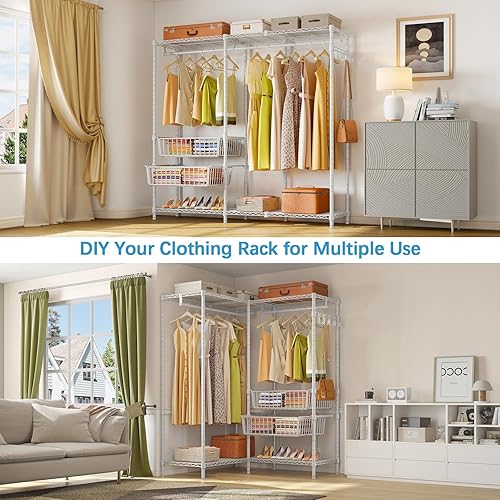 Miniatura 4 de VIPEK V9 - Percheros para colgar ropa, perchero de metal resistente con estantes y cesta, armario portátil independiente de 67 pulgadas de largo x