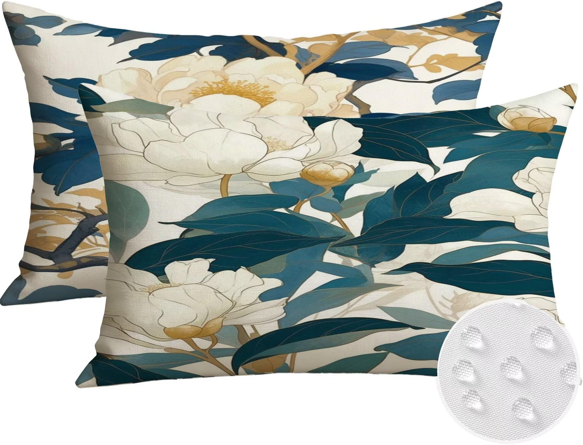 Générique Housse Coussin Exterieur Impermeable 30x50cm Flower Décoratif Taie d'oreiller Decoration Botanique Housse de Coussin Exterieur Impermeable pour Salon de Jardin Lot 2. T-15