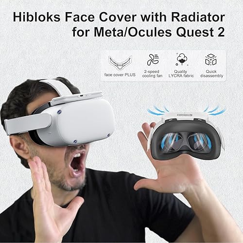 Vista 4 de for Oculus Quest 2 Accessory Extended Grip and Face Cooling Fan