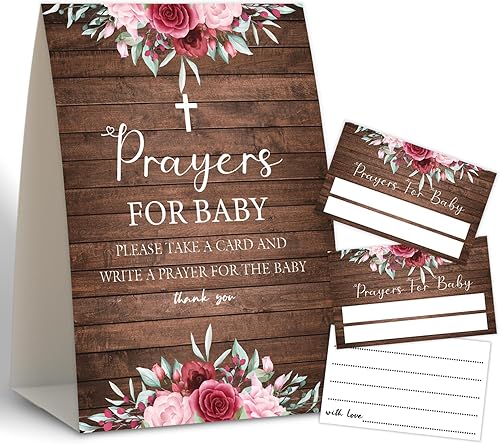 Baby Shower floral, oraciones para bebé, tarjetas de oración para baby shower, Biblia de bebé, juegos de baby shower, tarjetas de oración de
