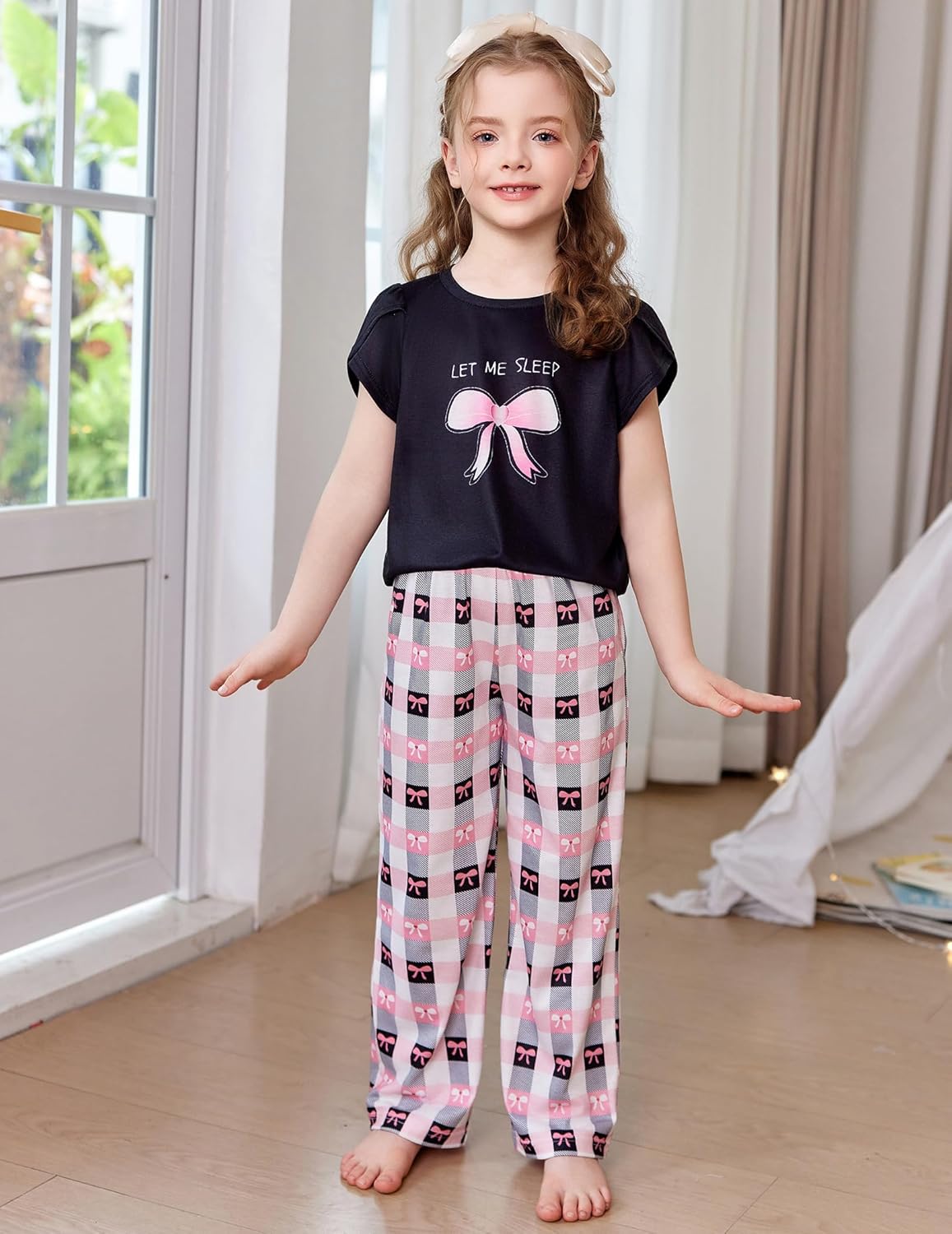 Arshiner Pajamas for Girls Short Sleeve Long Pants Pjs Cute Soft Sleepwear Lounge Sets - Image 4