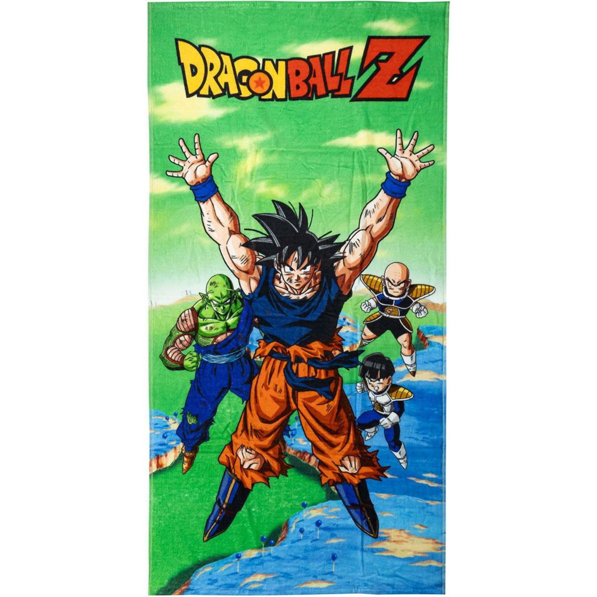 Serviette de bain Dragon Ball pour enfants - Multicolore - 70x140cm - 100% coton 320 g/​m² - Petite serviette - Imprimée avec Goku, Piccolo, Gohan et Krillin - Produit Original Fabriqué en Espagne